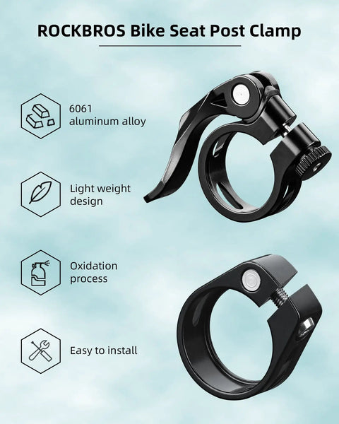 Bike Seat Post Clamp 31.8/34.9mm Aluminum Quick Release, lightweight design, 6061 aluminum, easy to install