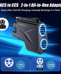 Heavy Duty 2 In 1 NACS To CCS1 And J1772 Charging Adapter Plug N Play For Non Tesla EVs visible with blue highlights.