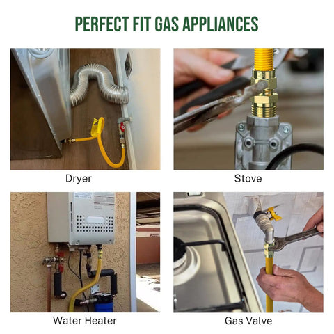 Heavy Duty 48 Inch Flexible Gas Line With Connectors For Stoves Dryers And Water Heaters Fits Most LG GE And Samsung Ranges Built To Last