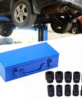 Huge 10 Piece Deep Impact Socket Set With 1 Inch Drive And Steel Construction Perfect For Gnarly Automotive Jobs Or Heavy Industrial Fixes Comes With Neat Blue Storage Box To Keep Tools Snug, blue case and 22-50mm sockets