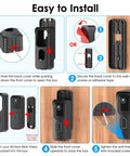 Installation guide for No Drill Doorbell Camera Mount For Blink Video Doorbell Second Generation with adhesive tape and screws.