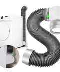 8 Ft Dryer Vent Hose Kit For Tight Spaces With 6 Layer Duct And 90 Degree Elbow Rubber Seal Connectors Heat Resistant Exhaust Pipe Easy Installation For Indoor Laundry Vent System connected to dryer.