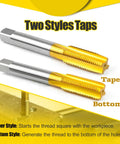 Two Piece M10 X 1.5 Thread Taps Set HSS Right Hand M2 Steel Taper And Bottom Milling Tap With Titanium Plate Finish