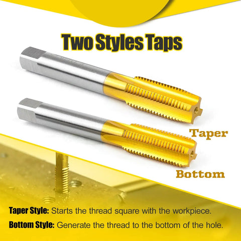 Two Piece M10 X 1.5 Thread Taps Set HSS Right Hand M2 Steel Taper And Bottom Milling Tap With Titanium Plate Finish