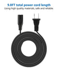 Nine Point Eight Foot Sewing Machine Power Cord 2 Prong Cable for Home Sewing Machines Tough As Nails ABS PC Wire, coiled