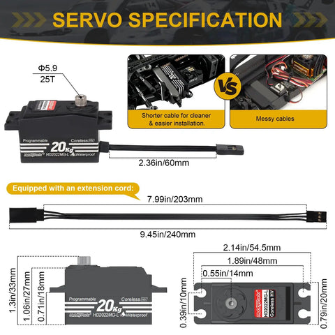 Ultra Fast 0.06s Low Profile RC Steering Servo 20kg Torque Beast Precision For 1 8 And 1 10 Touring Cars And Drifts Fits TT02 RS4