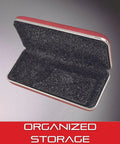 Open view of Deluxe Padded Case For Measuring Tools Protective Storage For Combination Squares Bevels And Protractors with foam lining