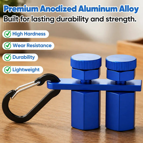 Stair Gauge Set For Framing Square With Holder For Circular Saw Guide And Carpentry Tools Hexagonal Lock And Hook Keeps Wood At A Perfect 90 Degree Angle So You Can Lock It In Fast And Reproduce Clean Right Angles Every Time. blue anodized aluminum 2-piece stair gauge with hook