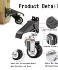 Heavy Duty Workbench Casters showing side mounted retractable wheels with 360 swivel, made of stainless steel and durable materials.
