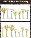 26 Key Universal Skeleton Key Set For Antique Dresser Cabinets And Old Timey Style Furniture Replacement Keys Display