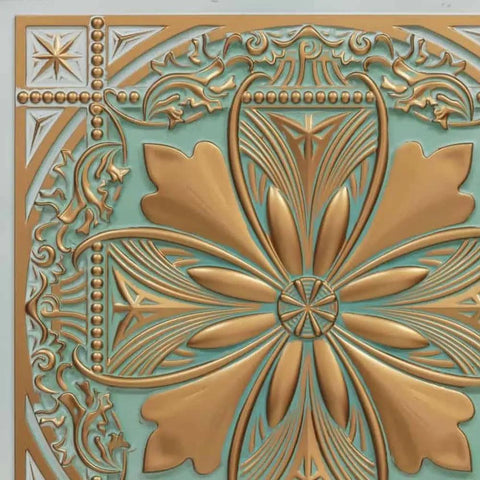 From Plain To Beautiful In Hours 24x24 PVC Ceiling Tile For Lay-In Or Glue-Up 40 Sq Ft Coverage Arabian Green Lightweight Fire Rated Class A No Fuss Easy Install On Popcorn Or Smooth Ceilings, decorative floral design