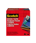 Clear Book Tape 3 Inch By 540 Inch, Heavy Duty Permanent Adhesive for repairing books, box with tape and book images
