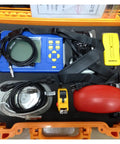 Straight Up Wall Scanner With Dead On Depth Detection For Wooden Studs Electrical Pipes And Concrete Rebar Cover Thickness Meter in a protective case with tools.