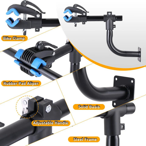 Heavy Duty Bike Repair Stand With 360 Degree Clamp And Wall Mount For Road And Mountain Bikes, Adjustable Handle, Steel Frame