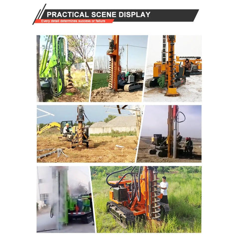 Beefy Hydraulic Guardrail Pile Driver Machine for post installation at highway construction sites with crawler tracks.