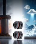 Two Pack IP68 Industrial Breather Vent With Dual M12x1.5 Pressure Equalization Valves in industrial weather background