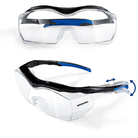 Two Pack Safety Glasses With Anti Fog Coating And Adjustable Temples For Outdoor Work ANSI Z87.1 High Impact Lab Goggles