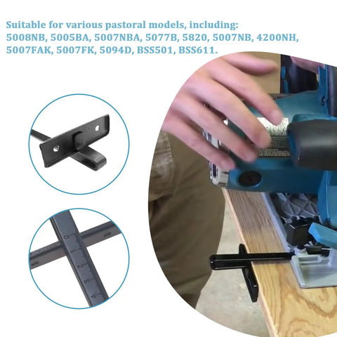 Badass Heavy Duty Circular Saw Guide And Rip Fence Replacement Kit; solid steel rail fitting various Makita models for precise cuts.