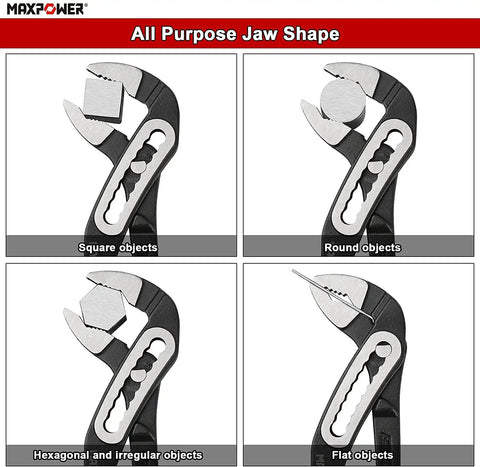 Water Pump Pliers Set 7 Inch 10 Inch 12 Inch With Curved Jaw, quick adjustment for square, round, flat objects all-purpose use.