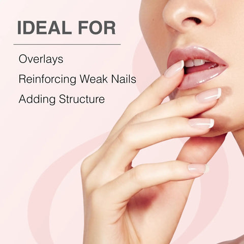 Overlay Builder Gel In A Jar Clear Low Heat Self Leveling Nail Extension Gel For Overlays And Apex Structure Hema Free TPO Free 0.3 Oz text