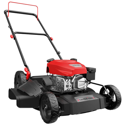 Gas Powered 21 Inch Push Lawn Mower With 144cc OHV Engine 2-In-1 Mulching And Side Discharge 6 Position Height Adjustment