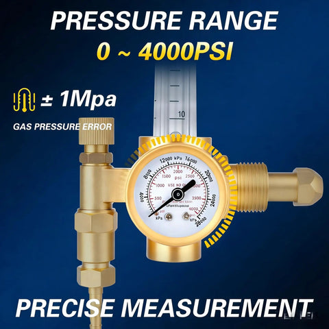 Argon CO2 MIG TIG Regulator With CGA580 Inlet For Welding, 0 To 4000 PSI And 0 To 180 CFH Flow, Dual Gauges For Easy Gas Monitoring, Plug And Play Regulator No Adapters Needed For MIG And TIG brass gauge
