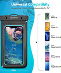 4 Pack 8.5 Inch Waterproof Phone Pouches With Lanyard For Beach And Travel, showing compatibility with multiple smartphone sizes