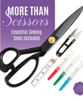 Ultra Sharp 9 Inch Fabric Scissors For Heavy Duty Cutting, black sewing scissors with measuring tape and seam rippers