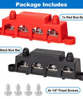 Heavy Duty 12V Bus Bar Power Distribution Block 250A Rock Solid Stainless Steel Junction Terminal Strip with red and black bars.