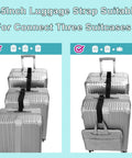 2 Pack Luggage Straps For Carry On Bags Adjustable Suitcase Belt Travel Attachment To Connect Your Three Luggages Green Heavy Duty Buckle Closure Grab And Go Clip For Easy Baggage Consolidation On The Fly securing suitcases and a bag.