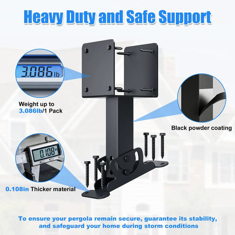 Heavy Duty 4X4 Roof Riser Brackets With 180 Degree Adjustable Angle For Pergola Roof Black Metal Brackets For Patio Cover Gazebo And Wood Posts 3 Pack