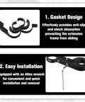 Gasket design and Allen wrench feature of 7.9 Inch Bike Handlebar Extender Aluminum Alloy Bracket Extension For Double Mounts Includes Handlebar Gloves Perfect For Bike Mounts Light Lamp Fits 31.8mm And 25.4mm Bar Calibers Heavy Duty Durable Corrosion Resistant Design.