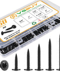160 Piece Size 8 Modified Truss Wood Screws Kit For DIY Projects, Self Drilling Self Tapping Fasteners In Stainless Steel 410 And Black Zinc Plated