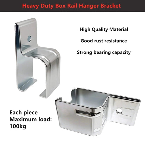 Heavy Duty Box Rail Hanger Bracket With Bolts For Exterior Barn Door Hardware Set Of 4 In Silver shown in high-quality material