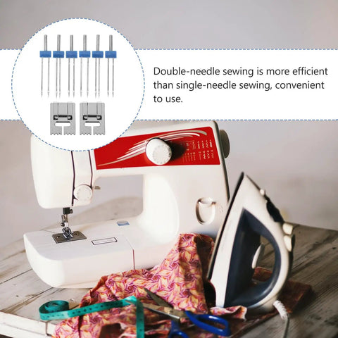 Sewing machine with Stainless Steel Twin Needles With Pintuck Presser Foot For Sewing Machines Heavy Duty Multi Function
