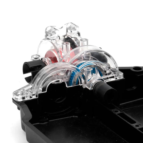 Transparent Spur Gear Covers For 1X10 RC Car TT02, clear plastic gearbox case showing internal gears on TT02 chassis