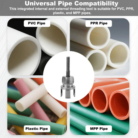 Three Piece Pipe Threading Tool Set Heavy Duty With Dual Function Internal And External Thread Cutter for PVC and MPP Pipes