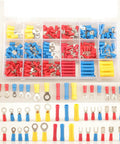 300Pcs 18 Types Crimp Connector Kit With Ring Spade Fork And Butt Terminals 6.3mm Quick Disconnect Terminals in organizer box