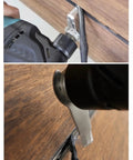 One And A Half Inch Stainless Steel Serrated Caulking Scraper For Oscillating Tools cutting through caulk on wood