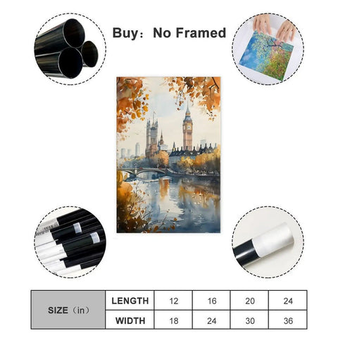 Battersea Power Station Watercolor Print London Wall Art Landscape Canvas Poster For Home Office Dorm Decor 12x18 Inch Unframed