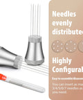Pro Espresso Distribution Tool For Baristas With Fourteen Needles Kit, 0.35mm Diameter, stainless steel needles, aluminum handle.