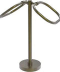 Two Ring Oval Guest Towel Holder In Antique Brass Finish Solid Brass Bath Hardware With Heavy Base To Prevent Tipping