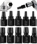 Heavy Duty 10 Piece Screw Extractor Set With Hex Head Easy Out Bolts Extractor Kit showing various sizes and hex head design