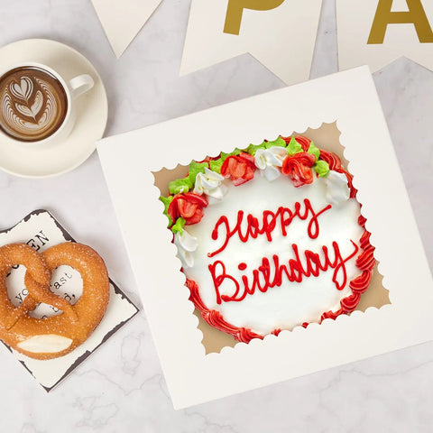 Top Tier 8 X 8 X 8 Inch Cake Boxes 4 Pack Featuring Clear Window Hella Sturdy Food Grade White Cardboard Smooth Finish And 12 Included Stickers For Next Level Party Prep Ideas