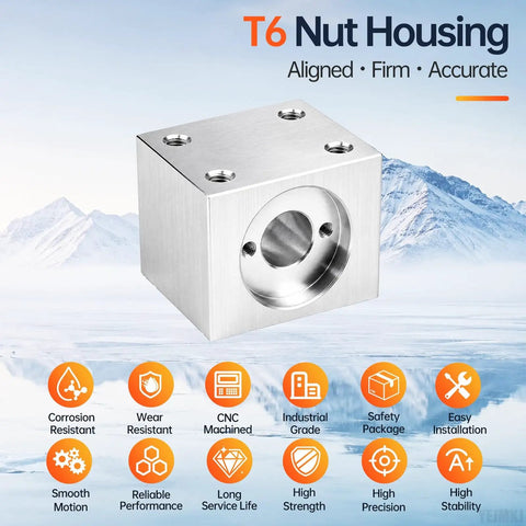 Heavy Duty T6 Lead Screw Nut Housing Bracket Mount Holder Block Assembly for smooth mechanical transmission systems.