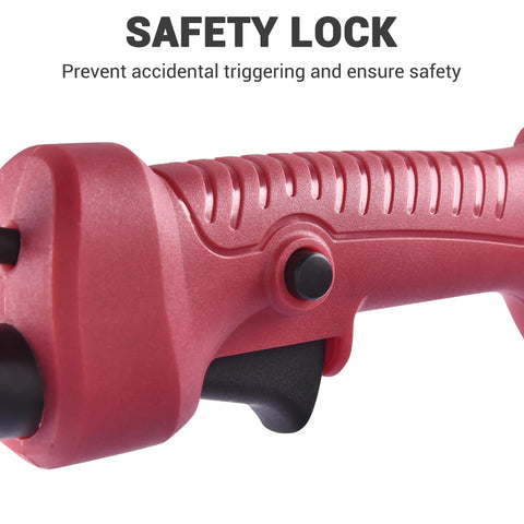 Close-up of safety lock on Electric Post Hole Digger Kit With 6 Inch And 12 Inch Auger Bits 1500W Powerhead Heavy Duty Digging Tool