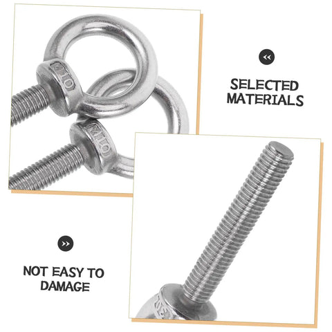 Stainless Steel Extended Eye Bolt M10x60 With Ring Hardware Kit For Heavy Duty Lifting And Outdoor Use Includes Flat Washer, Spring Washer, And Nut Reliable Corrosion Resistant Ring Eye Screw, close-up threaded eye bolt