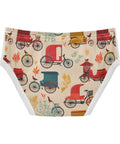 Fresh Duds Cotton Boys Briefs Featuring Classic Rickshaw Mobile Graphics For Active Toddler Guys, soft cotton, colorful bike print.