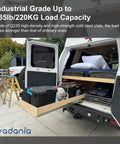 20 Inch Industrial Grade Heavy Duty Drawer Slide With Lock For Side Mount in a van storage setup