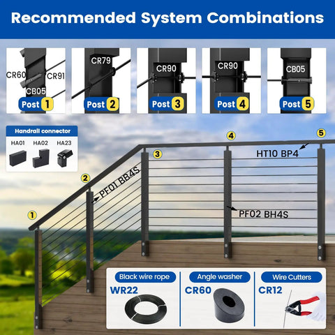 One Eighth Inch Black Swageless Invisible Cable Railing Kit With Hardware No Crimper Needed And Reusable Swageless Fittings